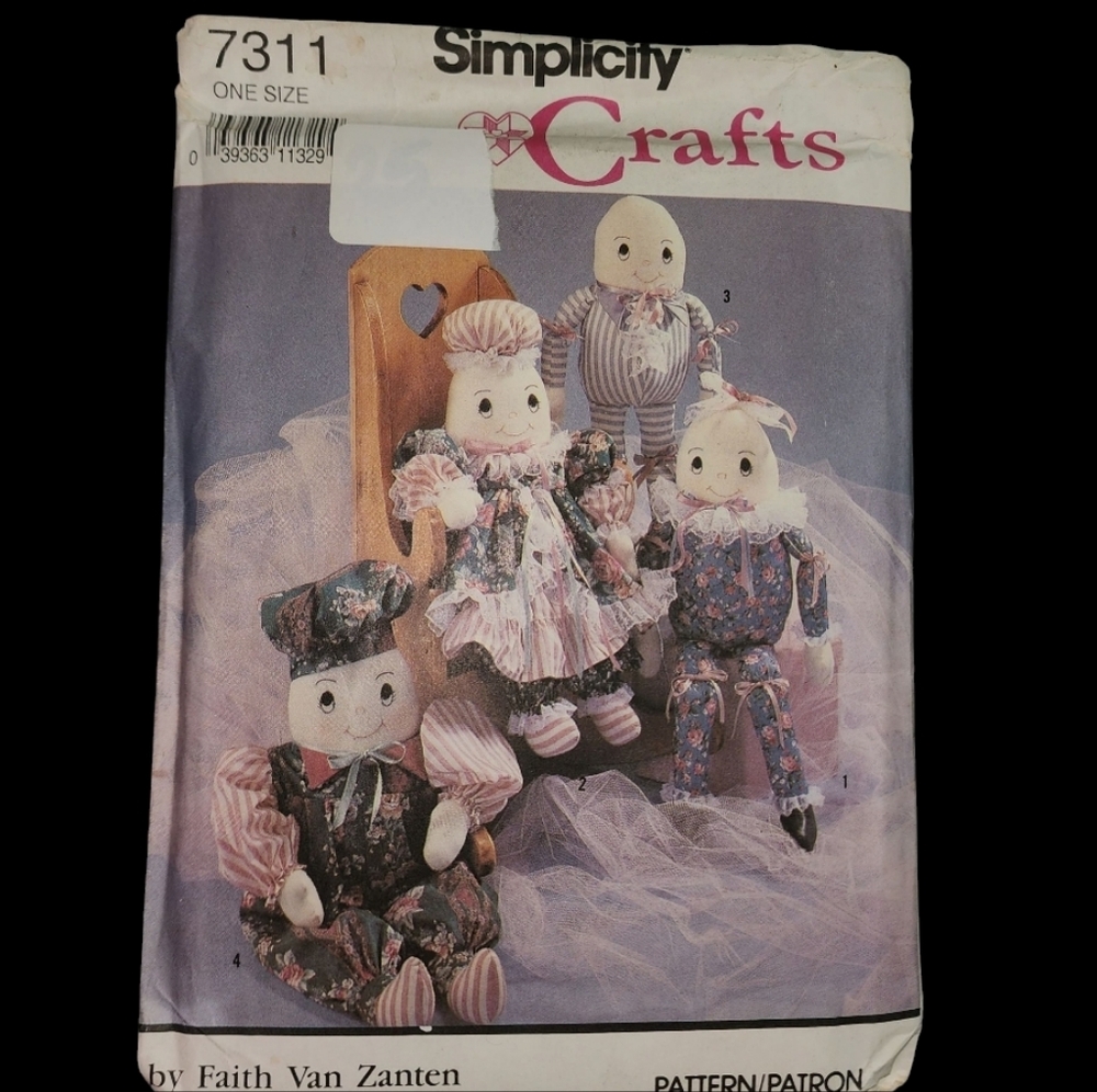 Simplicity Craft Pattern #7311 Egghead Dolls & Clothes Vntg 1991 UNCUT Craftcore